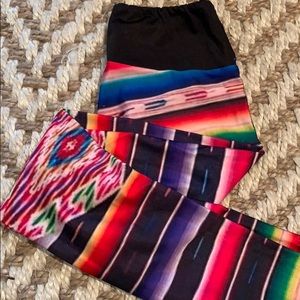 Gold sheep legging in rainbow rug